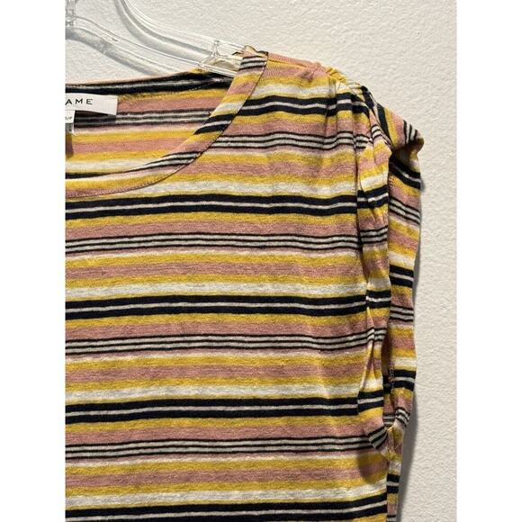FRAME Women’s Size Small Striped Linen Tee Top Lightweight Multi Color READ - Picture 5 of 6